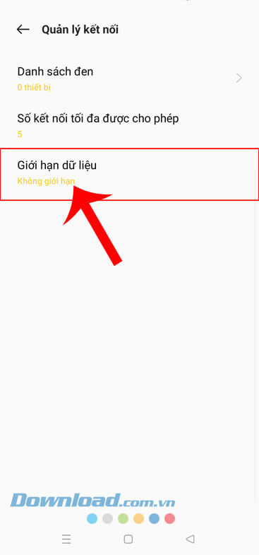 Ấn vào mục Giới hạn dữ liệu