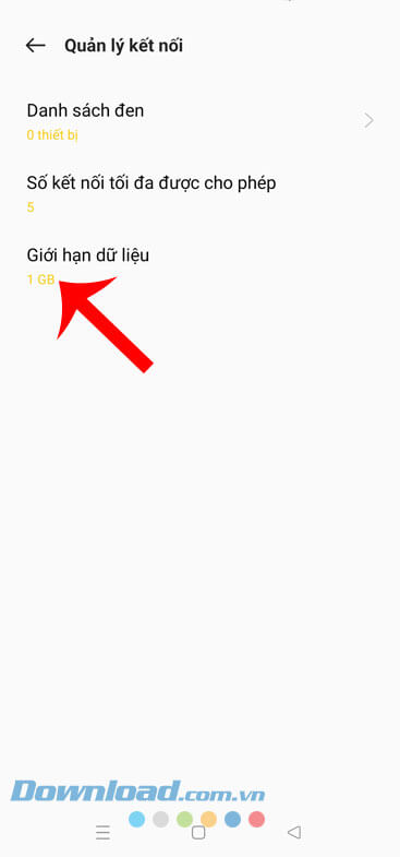 Đã giới hạn dữ liệu khi phát Wifi