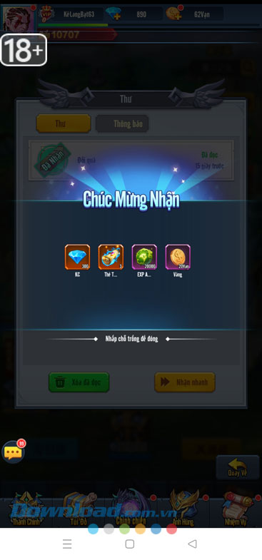 Nhấn vào vị trí bất kỳ trên màn hình