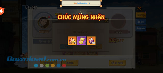 Ấn vào vị trí trên màn hình để nhận quà