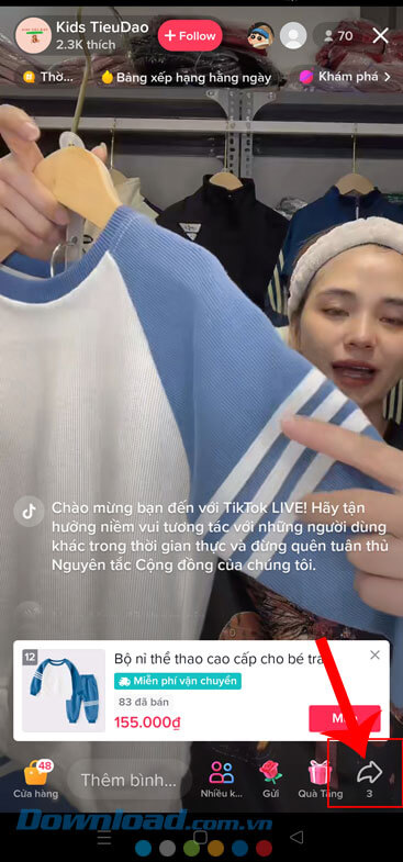 Chạm vào biểu tượng chia sẻ