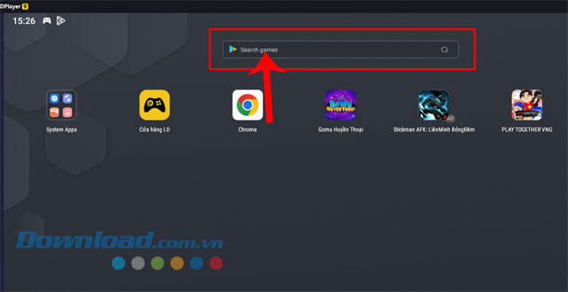 Nhấp chuột vào khung tìm kiếm Google Play