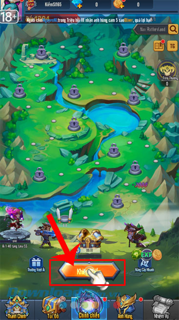 Nhấn vào nút Khiêu chiến