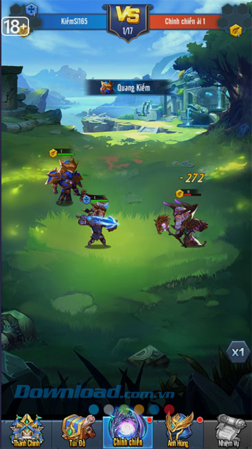 Bắt đầu vào trận đấu