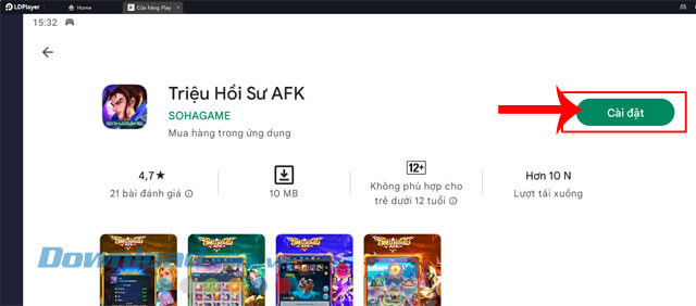 Click chuột vào nút Cài đặt