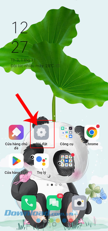 Mở ứng dụng Cài đặt trên điện thoại Oppo lên