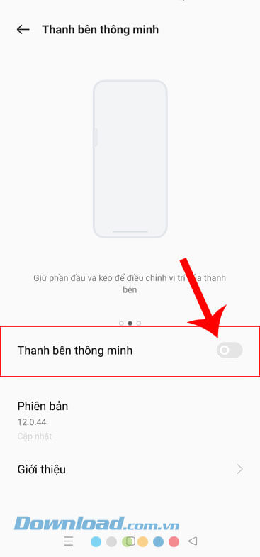 Gạt công tắc tại mục Thanh bên thông minh
