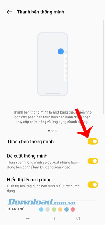Đã bật tính năng Thanh bên thông minh