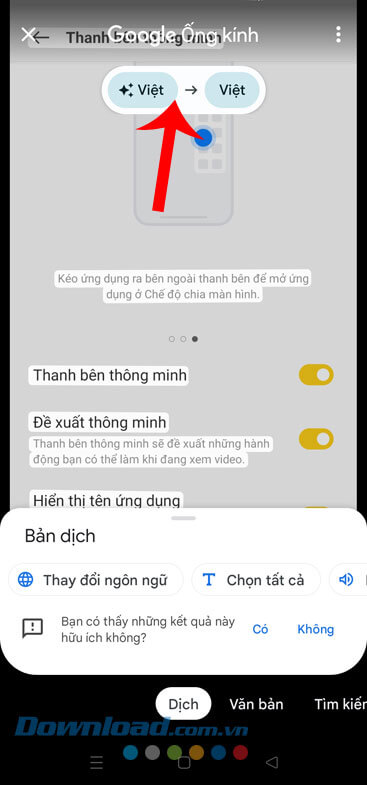 Ấn vào nút thay đổi ngôn ngữ