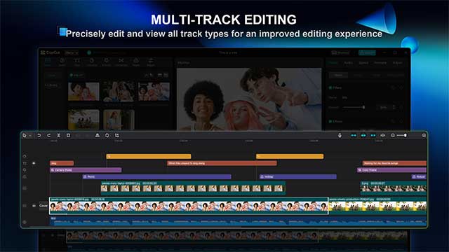 Dễ dàng sắp xếp và xem trước các clip trên dòng thời gian nhiều track