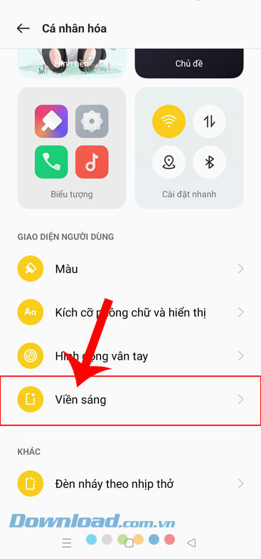 Ấn vào mục Cá nhân hóa