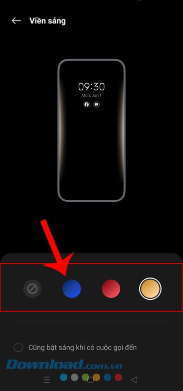 Chọn màu sắc cho viền sáng