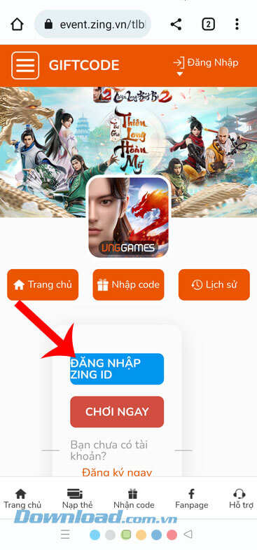 Đăng nhập tài khoản game Thiên Long Bát Bộ 2