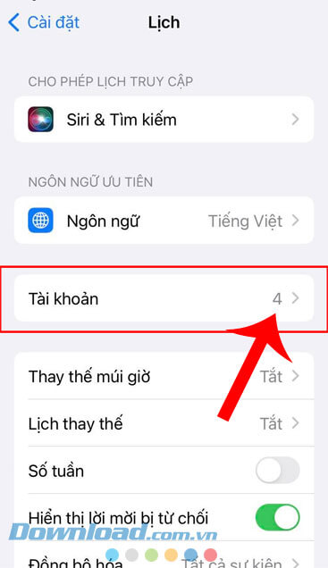 Chạm vào mục Tài khoản