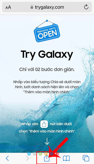 Chạm vào biểu tượng chia sẻ