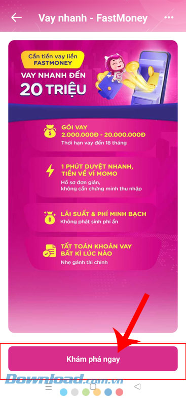 Chạm vào nút Khám phá ngay