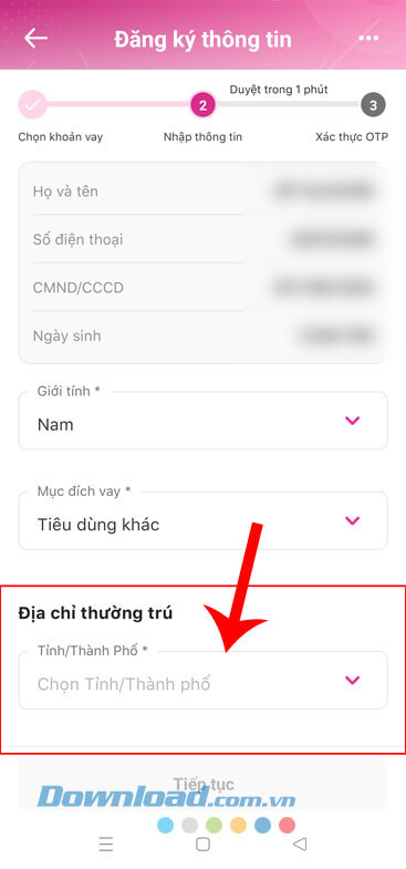 Nhập địa chỉ thường trú 