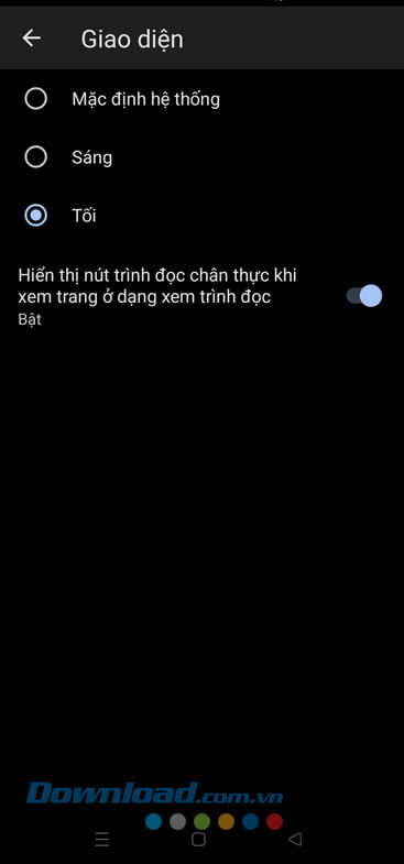 Bật giao diện Tối