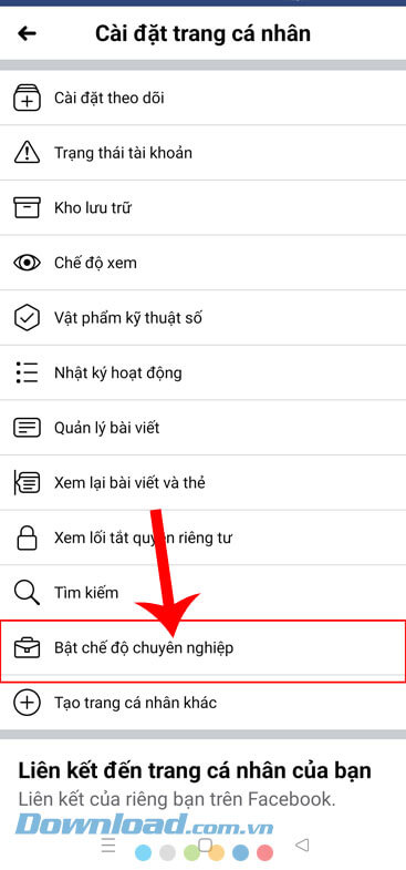 Chạm vào mục Bật chế độ chuyên nghiệp