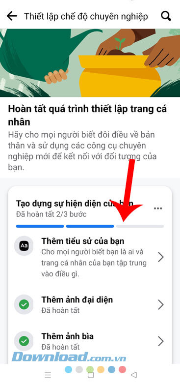 Hoàn tất thông tin trang cá nhân Facebook