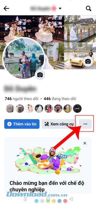 Nhấn vào biểu tượng dấu ba chấm