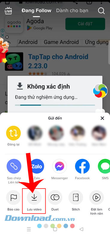Nhấn vào mục Lưu video