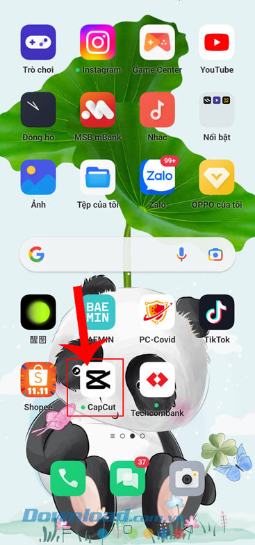 Mở ứng dụng CapCut trên điện thoại lên