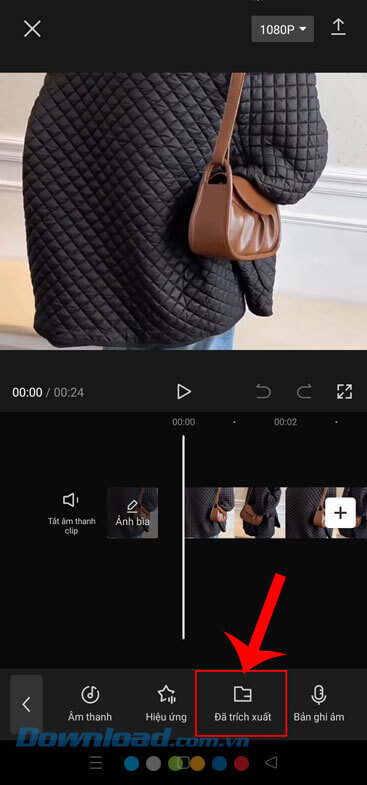 Nhấn vào mục Đã trích xuất 