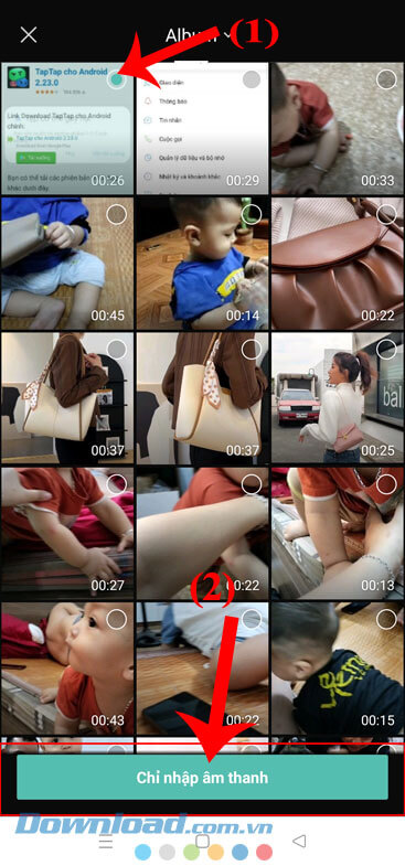 Chọn video TikTok vừa tải về máy 