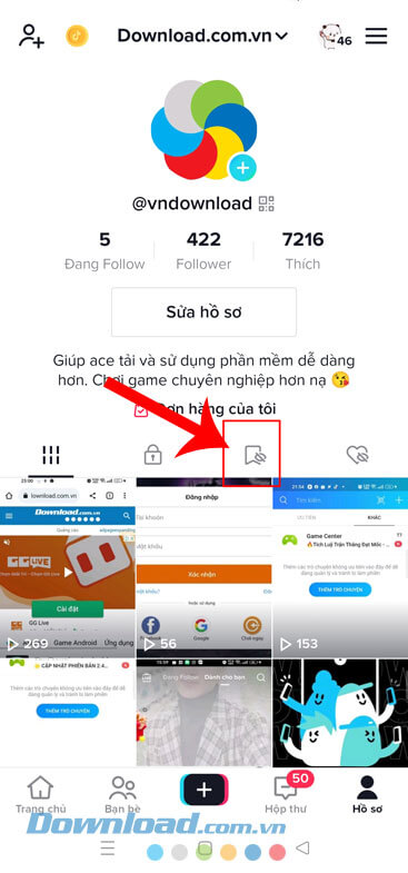 Chạm vào biểu tượng yêu thích