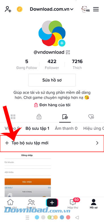  Ấn vào mục Tạo bộ sưu tập mới
