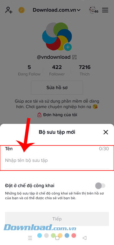 Đặt tên cho bộ sưu tập mới