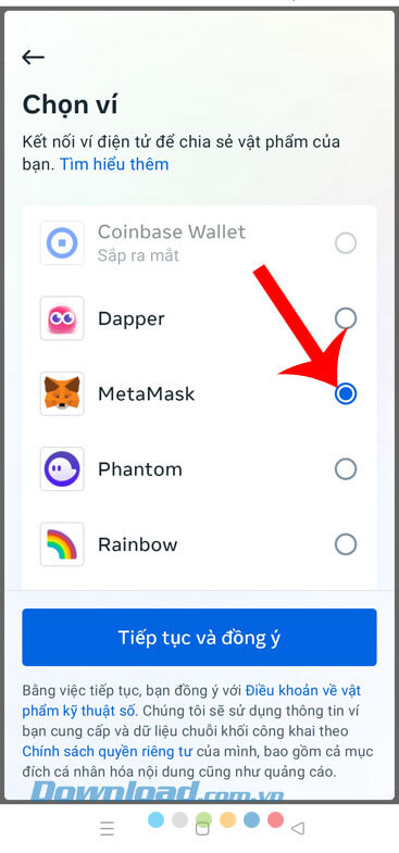 Chọn một ứng dụng ví điện tử bất kỳ