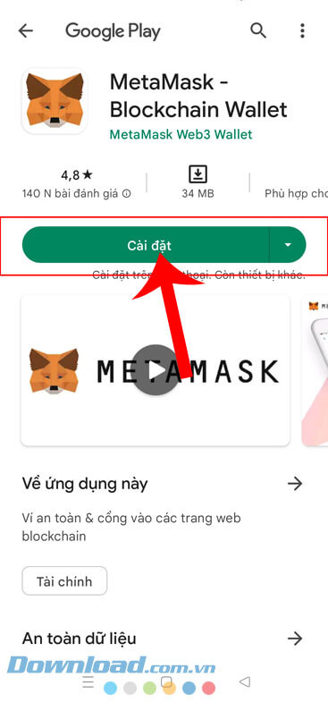 Nhấn vào nút Cài đặt