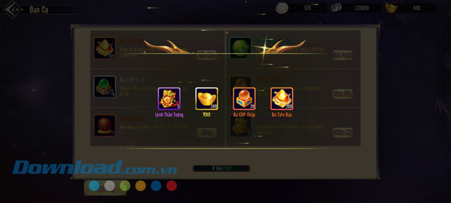 Chạm vào vị trí màn hình để nhận vật phẩm