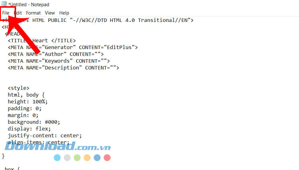 Click chuột vào mục File