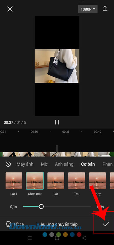 Ấn vào biểu tượng dấu tick