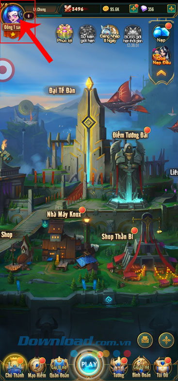 Ấn vào biểu tượng ảnh đại diện