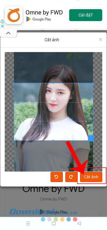 Nhấn vào nút Cắt ảnh