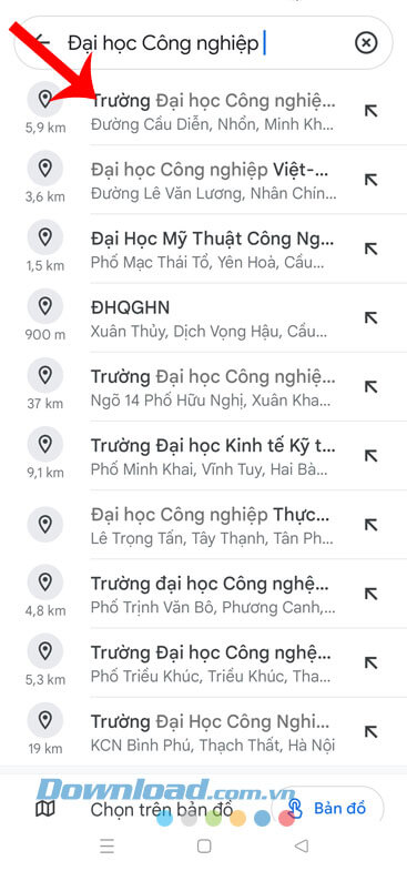 Tìm kiếm địa điểm mình muốn đi đến