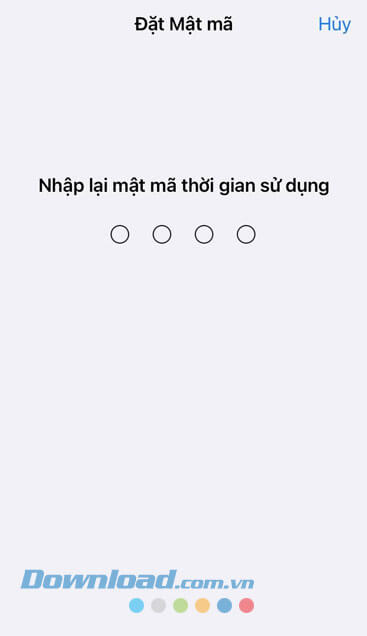 Nhập lại mật mã thời gian sử dụng vừa đặt