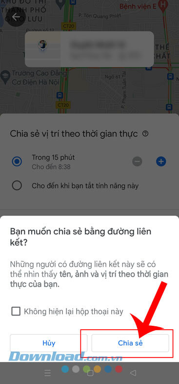 Chạm vào nút Chia sẻ