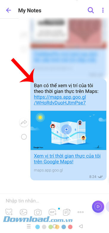 Người nhận có thể truy cập vào link liên kết