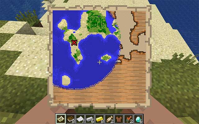 Bản đồ kho báu bị chôn vùi trong Minecraft phiên bản Java seeds