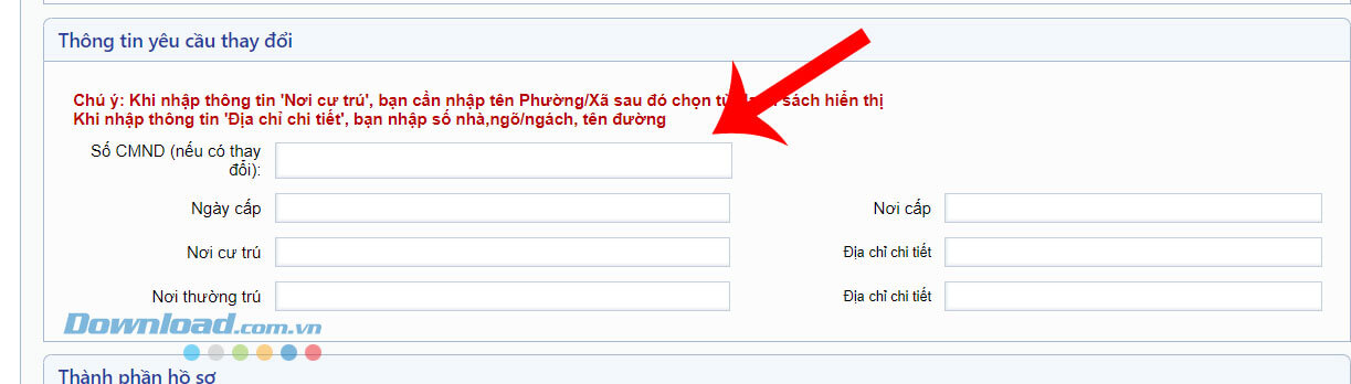 Nhập thông tin địa chỉ theo hướng dẫn hiển thị