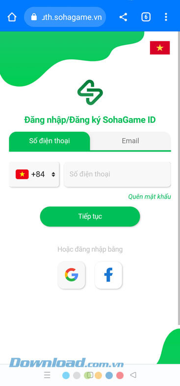 Đăng nhập tài khoản SohaGame của mình