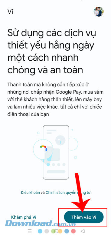 Nhấn vào nút Thêm vào Ví