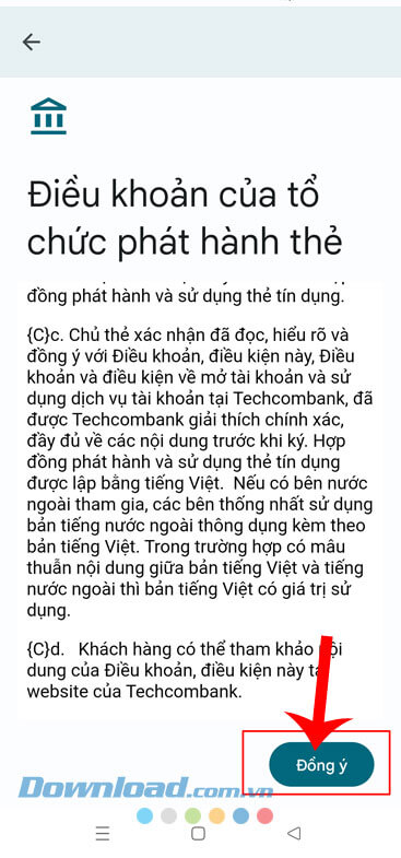 Đọc điều khoản và chạm vào nút Đồng ý
