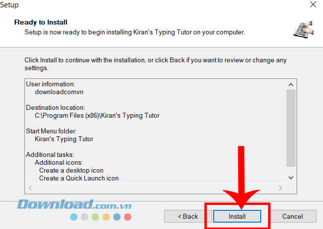 Nhấn vào nút Install