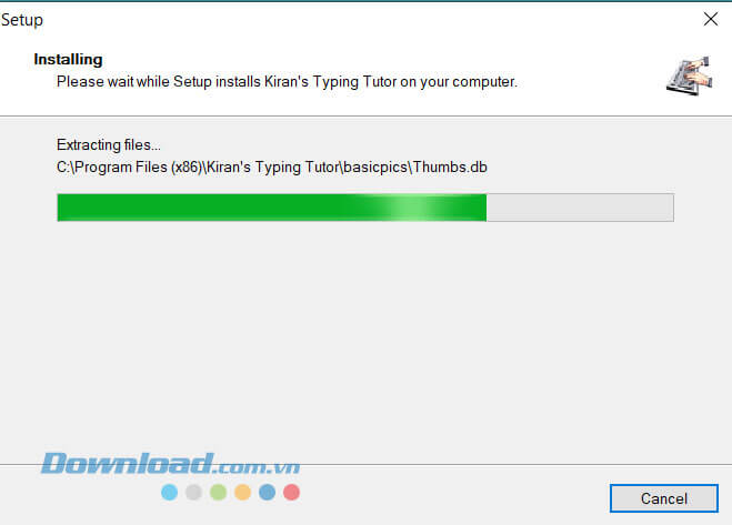 Đợi cho quá trình cài đặt phần mềm Kiran's Typing Tutor được hoàn tất